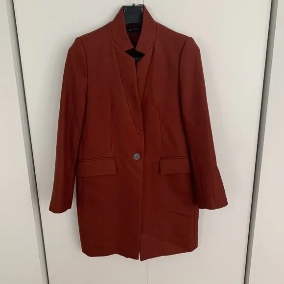 ZARA CARAMEL LONG BLAZER/JACKET SIZE M - Picture 2 of 10